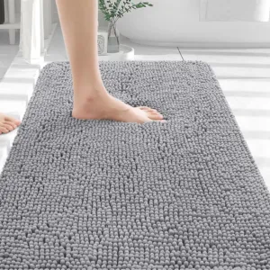 OLANLY Bathroom Rugs 30x20, Extra Soft Absorbent Chenille Bath Rugs, Rubber Backing Quick Dry, Machine Washable Bath Mats for Bathroom Floor, Tub and Shower, Home Decor Accessories, Grey