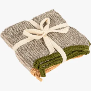 Creative Co-Op Square Cotton Knit (Set of 2) Dish Cloth, Multi (DF3785)
