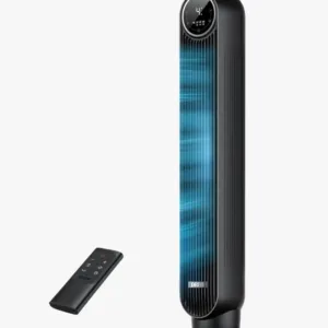 Dreo Tower Fan for Bedroom, 25ft/s Velocity Quiet Floor Fan, 90° Oscillating Fans for Indoors with 4 Speeds, 4 Modes, 8H Timer, Standing Fans, Bladeless Fan, Black, Nomad One (DR-HTF007)